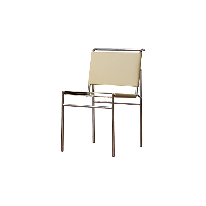 Modern Style Side Chair Faux Leather Open Back Dining Chair for Home Yellow 1 Piece Clearhalo 'Dining Chairs' 'Dining Tables & Seating' 'dining_chair' 'furn' 'furn_dining_chair' 'Furniture' 'Kitchen & Dining Furniture' 6962817