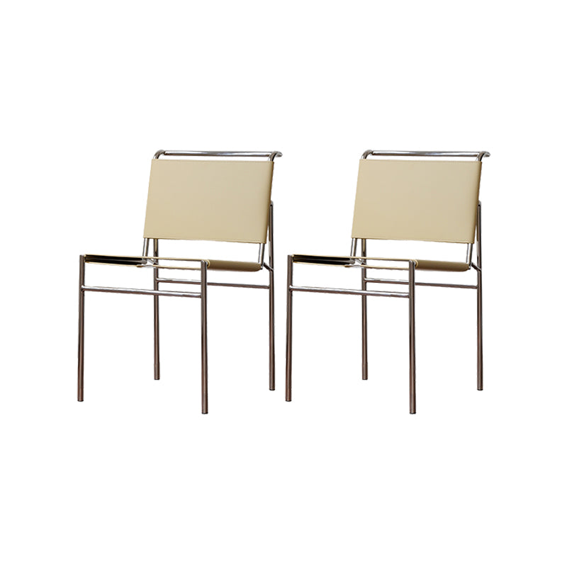 Modern Style Side Chair Faux Leather Open Back Dining Chair for Home Yellow 2 Piece Set Clearhalo 'Dining Chairs' 'Dining Tables & Seating' 'dining_chair' 'furn' 'furn_dining_chair' 'Furniture' 'Kitchen & Dining Furniture' 6962820