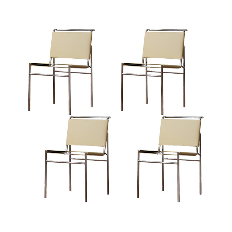 Modern Style Side Chair Faux Leather Open Back Dining Chair for Home Yellow 4 Piece Set Clearhalo 'Dining Chairs' 'Dining Tables & Seating' 'dining_chair' 'furn' 'furn_dining_chair' 'Furniture' 'Kitchen & Dining Furniture' 6962822