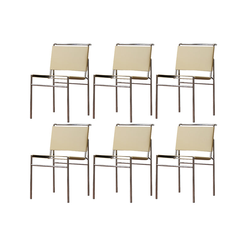 Modern Style Side Chair Faux Leather Open Back Dining Chair for Home Yellow 6 Piece Set Clearhalo 'Dining Chairs' 'Dining Tables & Seating' 'dining_chair' 'furn' 'furn_dining_chair' 'Furniture' 'Kitchen & Dining Furniture' 6962824