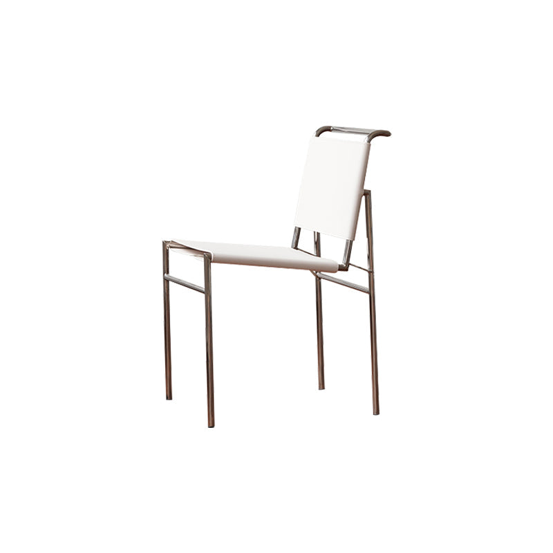 Modern Style Side Chair Faux Leather Open Back Dining Chair for Home White 1 Piece Clearhalo 'Dining Chairs' 'Dining Tables & Seating' 'dining_chair' 'furn' 'furn_dining_chair' 'Furniture' 'Kitchen & Dining Furniture' 6962827