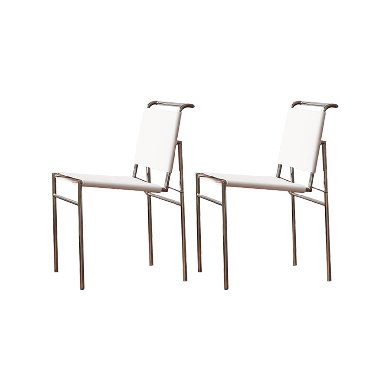 Modern Style Side Chair Faux Leather Open Back Dining Chair for Home White 2 Piece Set Clearhalo 'Dining Chairs' 'Dining Tables & Seating' 'dining_chair' 'furn' 'furn_dining_chair' 'Furniture' 'Kitchen & Dining Furniture' 6962828