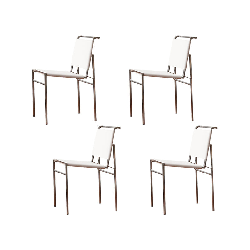 Modern Style Side Chair Faux Leather Open Back Dining Chair for Home White 4 Piece Set Clearhalo 'Dining Chairs' 'Dining Tables & Seating' 'dining_chair' 'furn' 'furn_dining_chair' 'Furniture' 'Kitchen & Dining Furniture' 6962829
