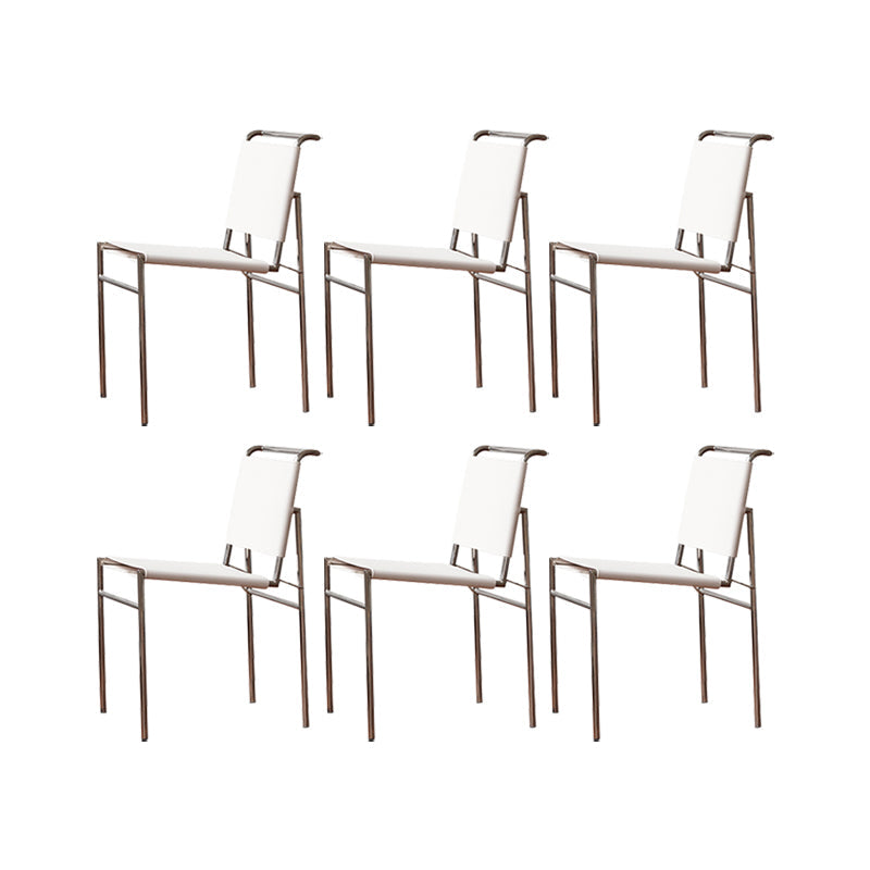 Modern Style Side Chair Faux Leather Open Back Dining Chair for Home White 6 Piece Set Clearhalo 'Dining Chairs' 'Dining Tables & Seating' 'dining_chair' 'furn' 'furn_dining_chair' 'Furniture' 'Kitchen & Dining Furniture' 6962830