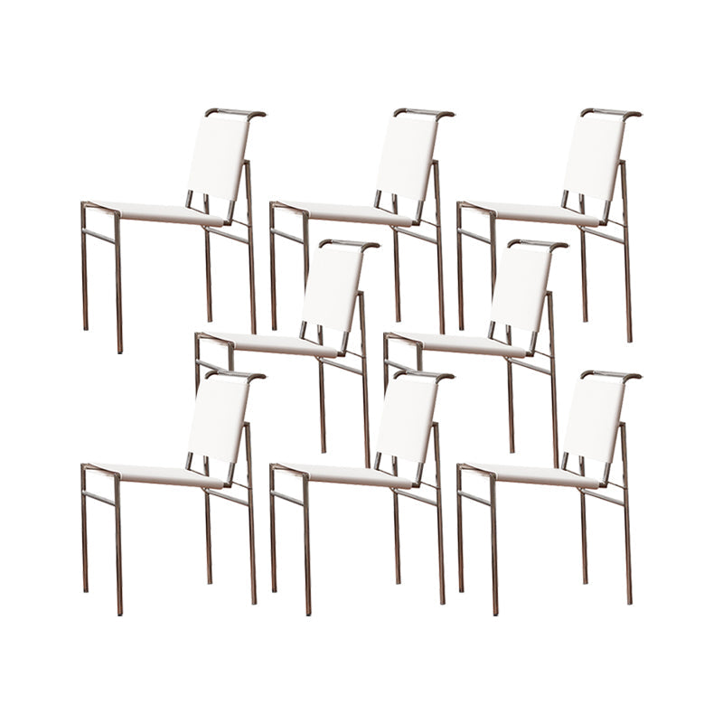 Modern Style Side Chair Faux Leather Open Back Dining Chair for Home White 8 Piece Set Clearhalo 'Dining Chairs' 'Dining Tables & Seating' 'dining_chair' 'furn' 'furn_dining_chair' 'Furniture' 'Kitchen & Dining Furniture' 6962831