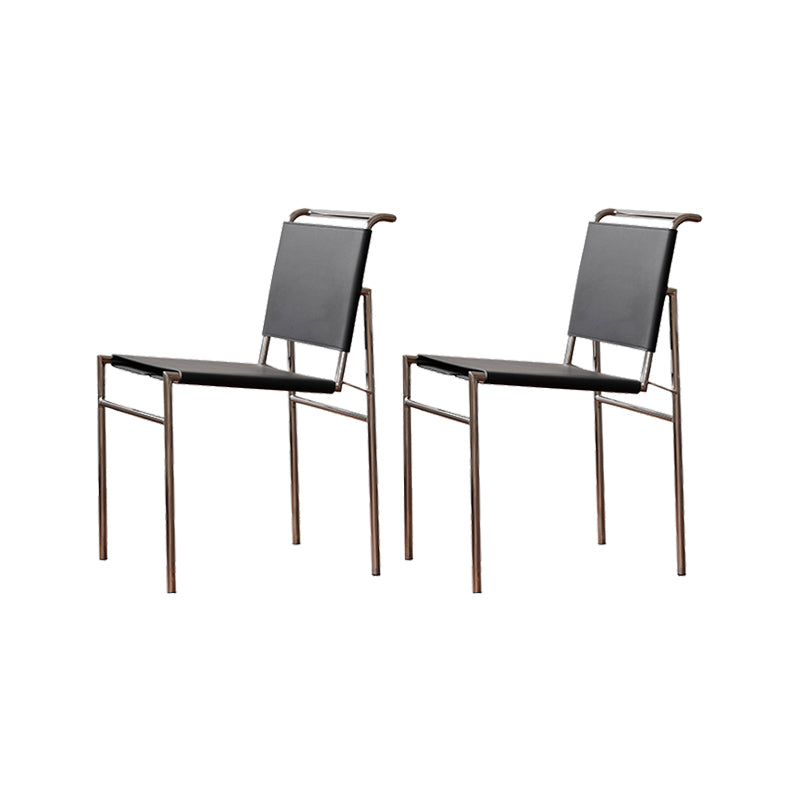 Modern Style Side Chair Faux Leather Open Back Dining Chair for Home Black 2 Piece Set Clearhalo 'Dining Chairs' 'Dining Tables & Seating' 'dining_chair' 'furn' 'furn_dining_chair' 'Furniture' 'Kitchen & Dining Furniture' 6962833