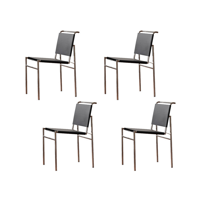 Modern Style Side Chair Faux Leather Open Back Dining Chair for Home Black 4 Piece Set Clearhalo 'Dining Chairs' 'Dining Tables & Seating' 'dining_chair' 'furn' 'furn_dining_chair' 'Furniture' 'Kitchen & Dining Furniture' 6962834