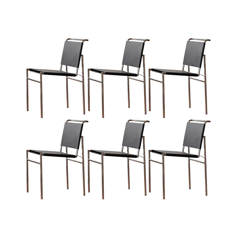 Modern Style Side Chair Faux Leather Open Back Dining Chair for Home Black 6 Piece Set Clearhalo 'Dining Chairs' 'Dining Tables & Seating' 'dining_chair' 'furn' 'furn_dining_chair' 'Furniture' 'Kitchen & Dining Furniture' 6962835