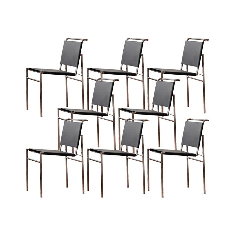 Modern Style Side Chair Faux Leather Open Back Dining Chair for Home Black 8 Piece Set Clearhalo 'Dining Chairs' 'Dining Tables & Seating' 'dining_chair' 'furn' 'furn_dining_chair' 'Furniture' 'Kitchen & Dining Furniture' 6962836