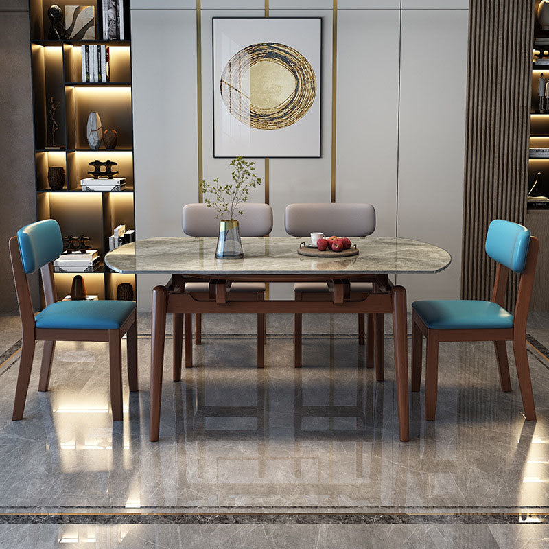 4 Legs Dining Table Sintered Stone Extendable Table for Kitchen Clearhalo 'Dining Tables & Seating' 'Dining Tables' 'dining_table' 'furn' 'furn_dining_table' 'Furniture' 'Kitchen & Dining Furniture' 6964025