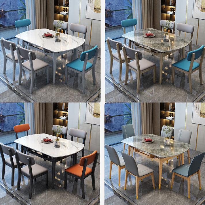 4 Legs Dining Table Sintered Stone Extendable Table for Kitchen Clearhalo 'Dining Tables & Seating' 'Dining Tables' 'dining_table' 'furn' 'furn_dining_table' 'Furniture' 'Kitchen & Dining Furniture' 6964036