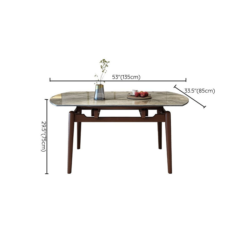 4 Legs Dining Table Sintered Stone Extendable Table for Kitchen Clearhalo 'Dining Tables & Seating' 'Dining Tables' 'dining_table' 'furn' 'furn_dining_table' 'Furniture' 'Kitchen & Dining Furniture' 6964053