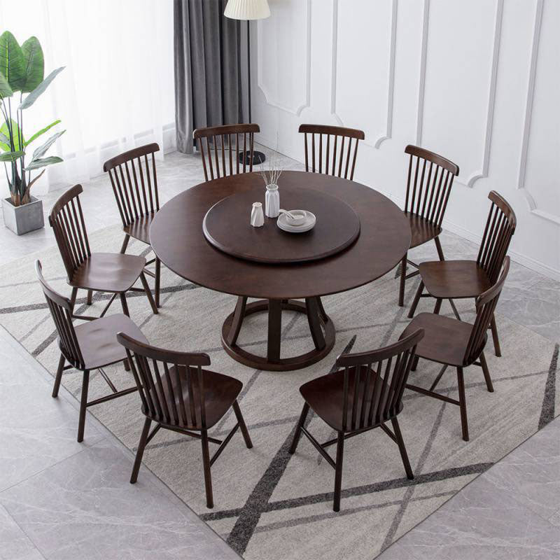 Solid Wood Pedestal Table Convertible Dining Table for Kitchen Clearhalo 'Dining Tables & Seating' 'Dining Tables' 'dining_table' 'furn' 'furn_dining_table' 'Furniture' 'Kitchen & Dining Furniture' 6964085