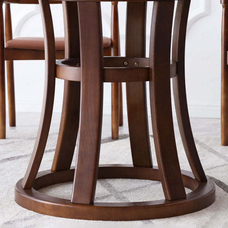 Solid Wood Pedestal Table Convertible Dining Table for Kitchen Clearhalo 'Dining Tables & Seating' 'Dining Tables' 'dining_table' 'furn' 'furn_dining_table' 'Furniture' 'Kitchen & Dining Furniture' 6964090