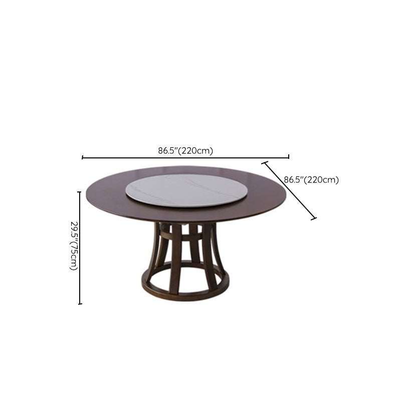 Solid Wood Pedestal Table Convertible Dining Table for Kitchen Clearhalo 'Dining Tables & Seating' 'Dining Tables' 'dining_table' 'furn' 'furn_dining_table' 'Furniture' 'Kitchen & Dining Furniture' 6964103