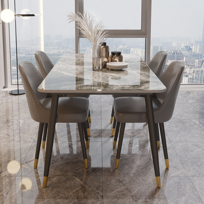 Sintered Stone Top Dining Table Metal Base Table for Dining Room Clearhalo 'Dining Tables & Seating' 'Dining Tables' 'dining_table' 'furn' 'furn_dining_table' 'Furniture' 'Kitchen & Dining Furniture' 6964105