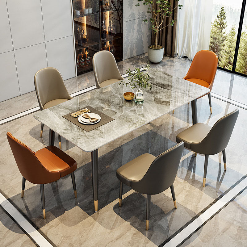 Sintered Stone Top Dining Table Metal Base Table for Dining Room Gray Without Chairs Clearhalo 'Dining Tables & Seating' 'Dining Tables' 'dining_table' 'furn' 'furn_dining_table' 'Furniture' 'Kitchen & Dining Furniture' 6964107