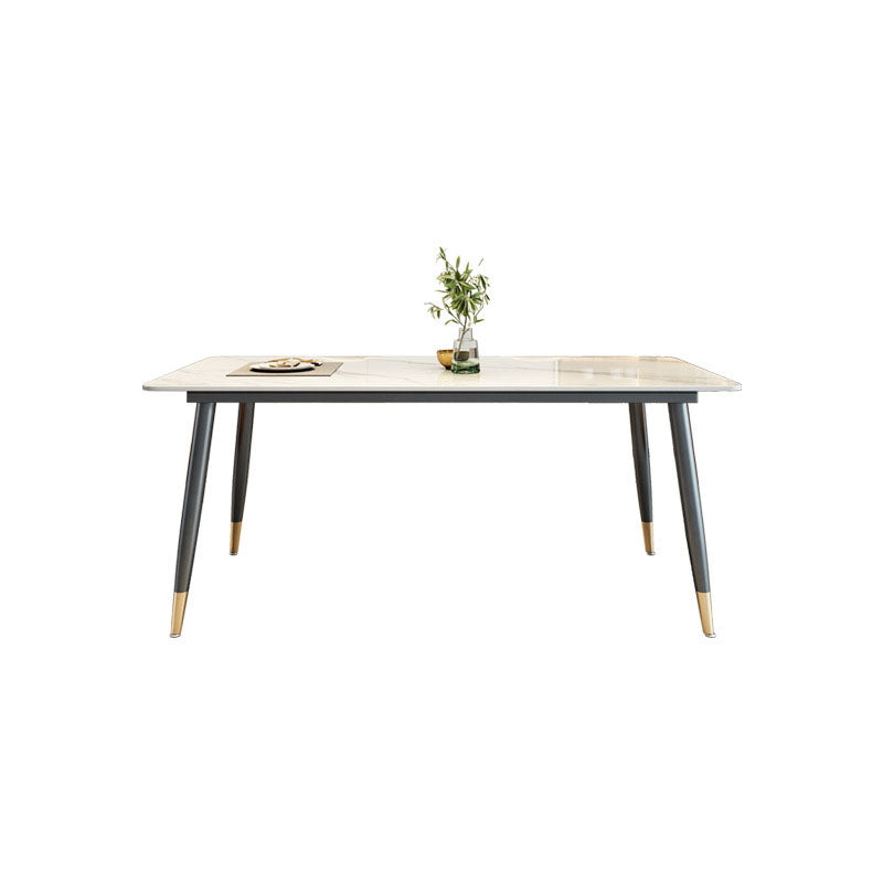 Sintered Stone Top Dining Table Metal Base Table for Dining Room White Without Chairs Clearhalo 'Dining Tables & Seating' 'Dining Tables' 'dining_table' 'furn' 'furn_dining_table' 'Furniture' 'Kitchen & Dining Furniture' 6964110