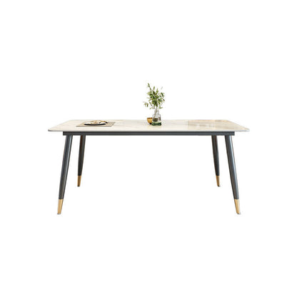 Sintered Stone Top Dining Table Metal Base Table for Dining Room White Without Chairs Clearhalo 'Dining Tables & Seating' 'Dining Tables' 'dining_table' 'furn' 'furn_dining_table' 'Furniture' 'Kitchen & Dining Furniture' 6964110