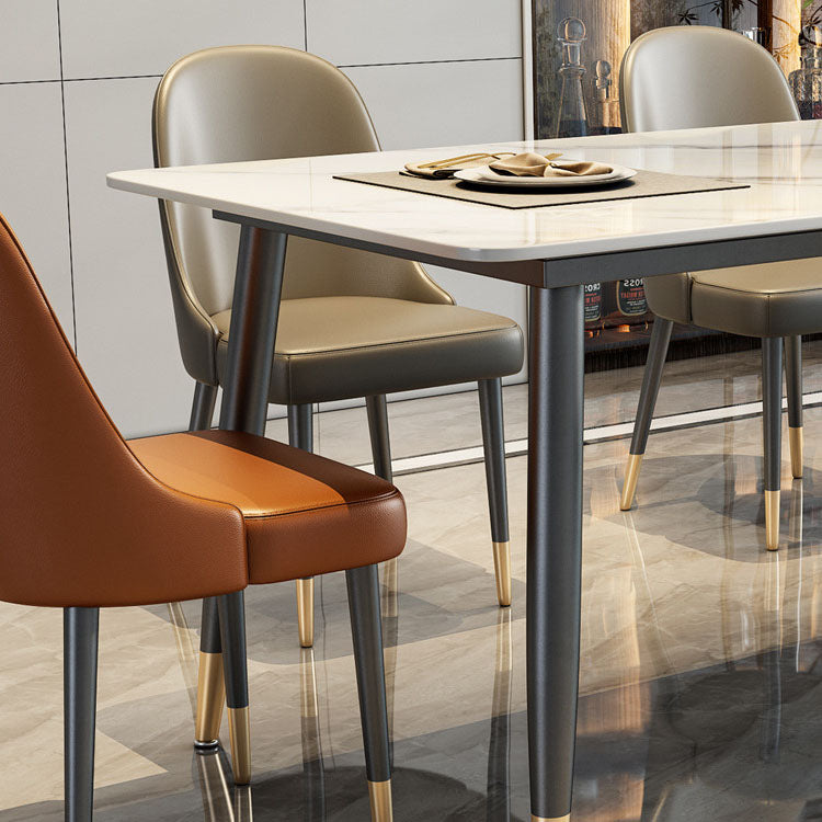 Sintered Stone Top Dining Table Metal Base Table for Dining Room Clearhalo 'Dining Tables & Seating' 'Dining Tables' 'dining_table' 'furn' 'furn_dining_table' 'Furniture' 'Kitchen & Dining Furniture' 6964114