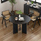 Table à manger ronde de style moderne Table à manger en bois massif en noir