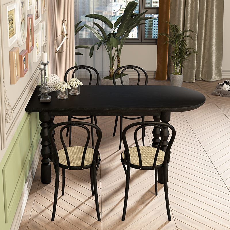 Modern Style Dining Table Solid Wood Dining Room Table in Black