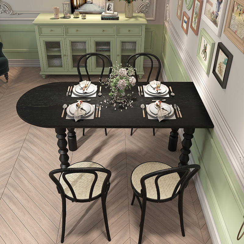 Modern Style Dining Table Solid Wood Dining Room Table in Black