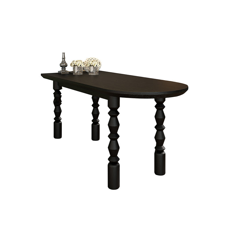 Modern Style Dining Table Solid Wood Dining Room Table in Black