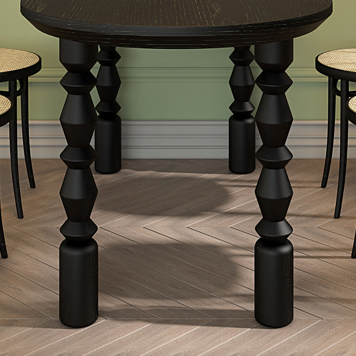 Modern Style Dining Table Solid Wood Dining Room Table in Black