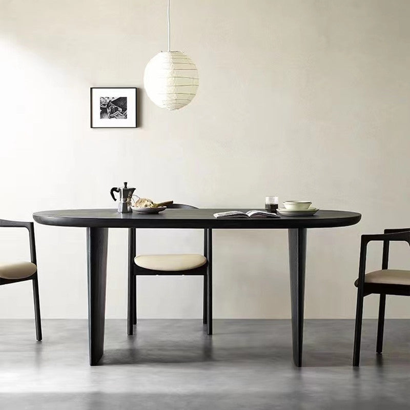 Eetkamer eettafel dubbele voetstuk houten eettafel in zwart
