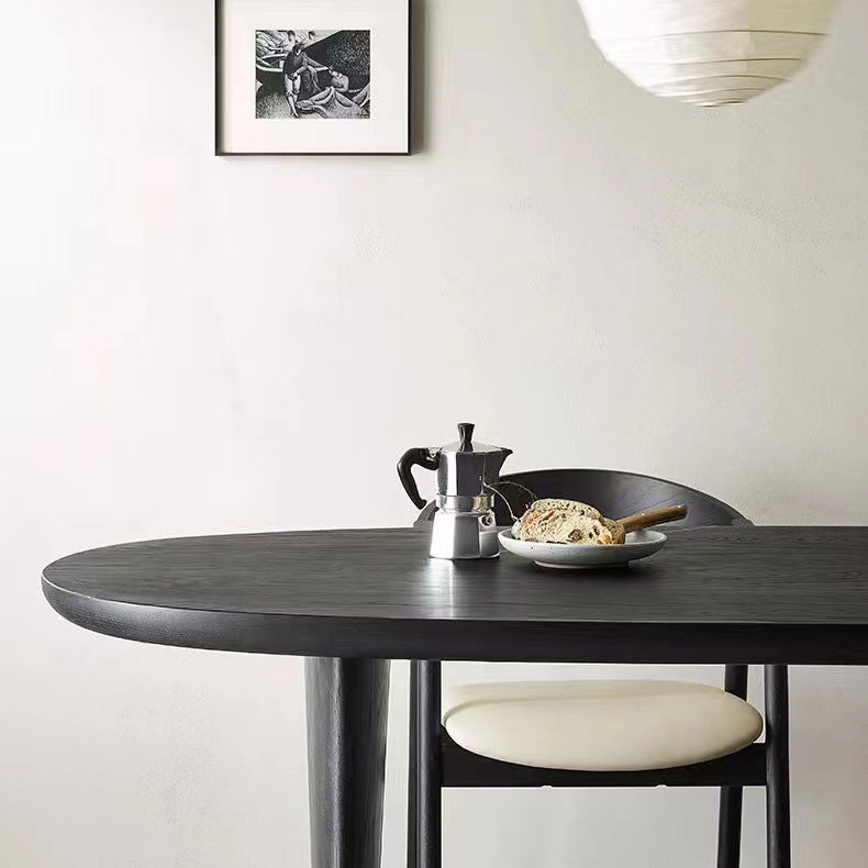 Eetkamer eettafel dubbele voetstuk houten eettafel in zwart