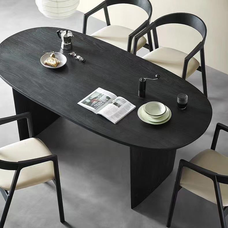 Eetkamer eettafel dubbele voetstuk houten eettafel in zwart