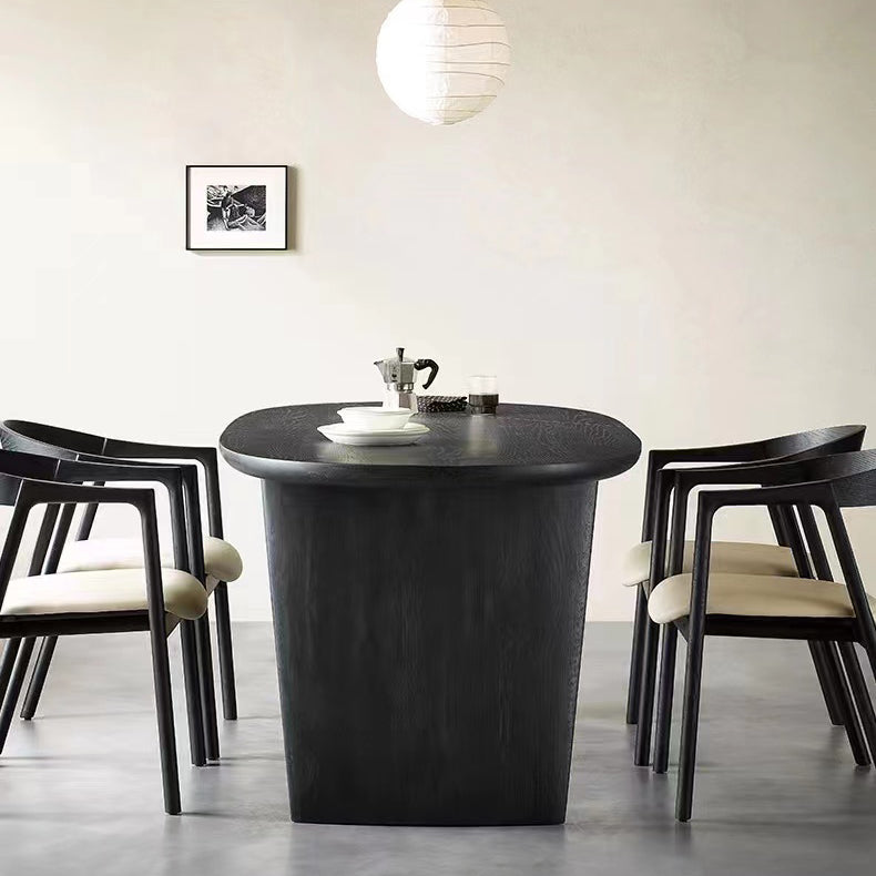 Eetkamer eettafel dubbele voetstuk houten eettafel in zwart