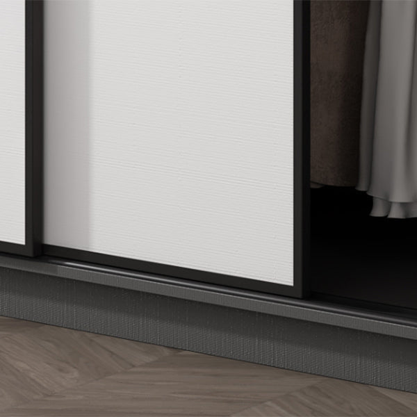 Contemporary Grey and White Storage Cabinet Bedroom Cabinet with Sliding Doors Clearhalo &#39;Armoires &amp; Wardrobes&#39; &#39;armoires_wardrobes&#39; &#39;Bedroom Furniture&#39; &#39;furn&#39; &#39;furn_armoires_wardrobes&#39; &#39;Furniture&#39; 6967383