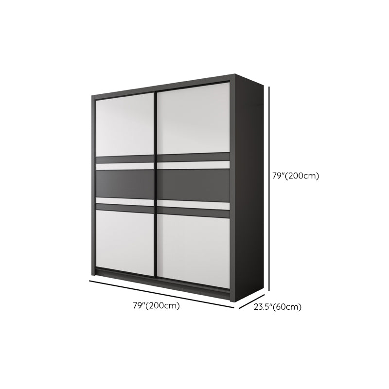 Contemporary Grey and White Storage Cabinet Bedroom Cabinet with Sliding Doors Clearhalo &#39;Armoires &amp; Wardrobes&#39; &#39;armoires_wardrobes&#39; &#39;Bedroom Furniture&#39; &#39;furn&#39; &#39;furn_armoires_wardrobes&#39; &#39;Furniture&#39; 6967393