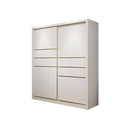 Modern Sliding Door Wardrobe for Bedroom White Cabinet with Drawers
