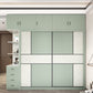 Green and White Bedroom Storage Cabinet Modern Sliding Door Cabinet with Drawers