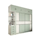 Green and White Bedroom Storage Cabinet Modern Sliding Door Cabinet with Drawers