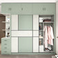 Green and White Bedroom Storage Cabinet Modern Sliding Door Cabinet with Drawers
