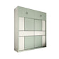 Green and White Bedroom Storage Cabinet Modern Sliding Door Cabinet with Drawers