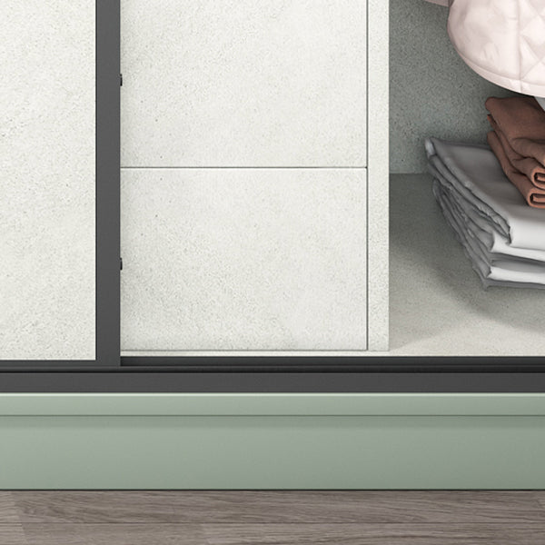 Green and White Bedroom Storage Cabinet Modern Sliding Door Cabinet with Drawers