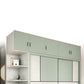 Green and White Bedroom Storage Cabinet Modern Sliding Door Cabinet with Drawers