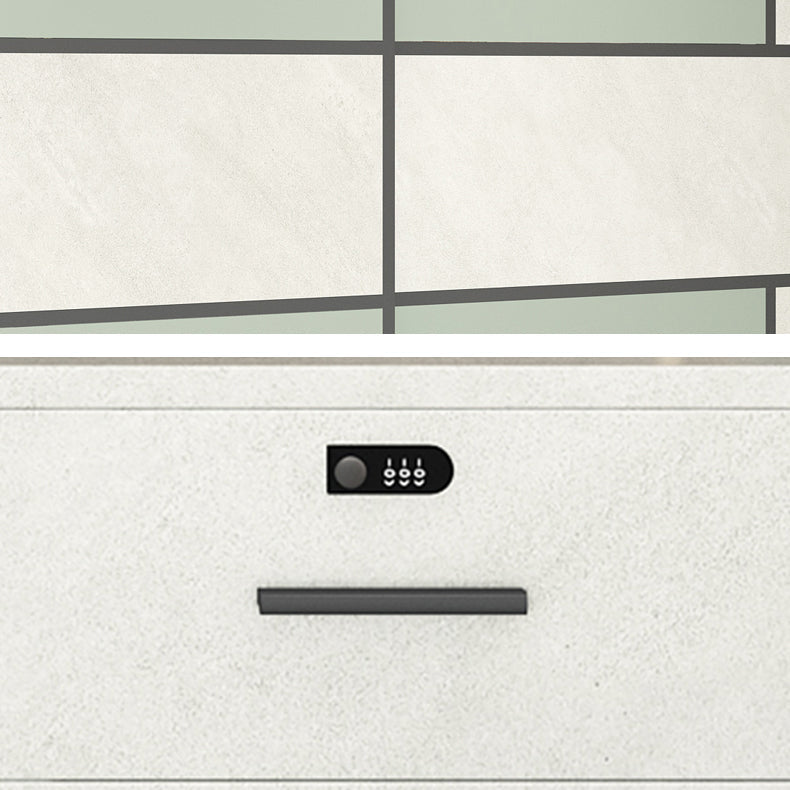 Green and White Bedroom Storage Cabinet Modern Sliding Door Cabinet with Drawers