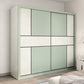 Green and White Bedroom Storage Cabinet Modern Sliding Door Cabinet with Drawers