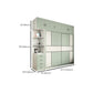 Green and White Bedroom Storage Cabinet Modern Sliding Door Cabinet with Drawers
