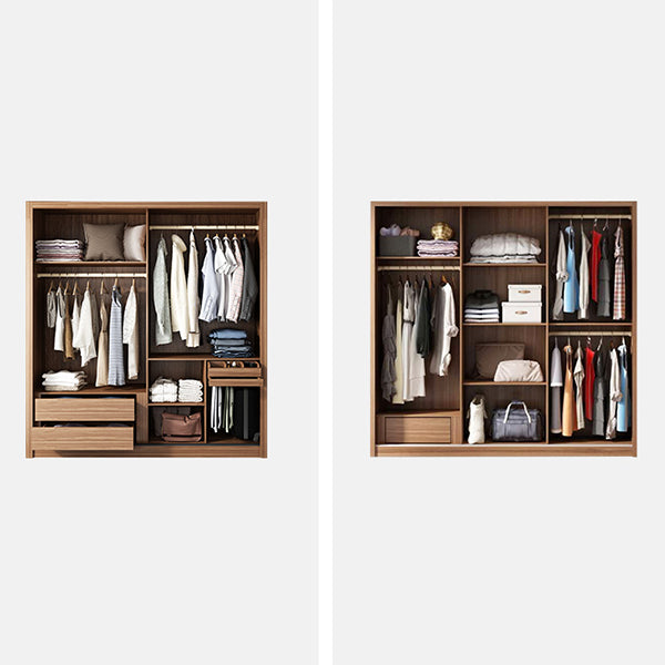 Brauner und grauer Aufbewahrungsschrank moderner Schiebetürschrank mit Schubladen