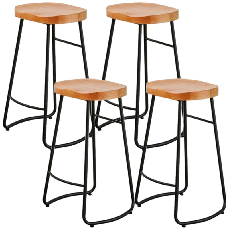 Armless Counter Height Stools Solid Wood Counter and Bar Stool Black 4 Piece Set Backless Clearhalo 'Bar Furniture' 'Bar Stools' 'bar_stools' 'furn' 'furn_bar_stools' 'Furniture' 'Kitchen & Dining Furniture' 6967538