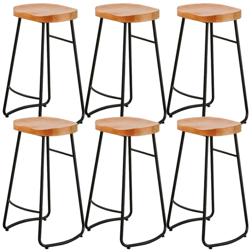 Armless Counter Height Stools Solid Wood Counter and Bar Stool Black 6 Piece Set Backless Clearhalo 'Bar Furniture' 'Bar Stools' 'bar_stools' 'furn' 'furn_bar_stools' 'Furniture' 'Kitchen & Dining Furniture' 6967541