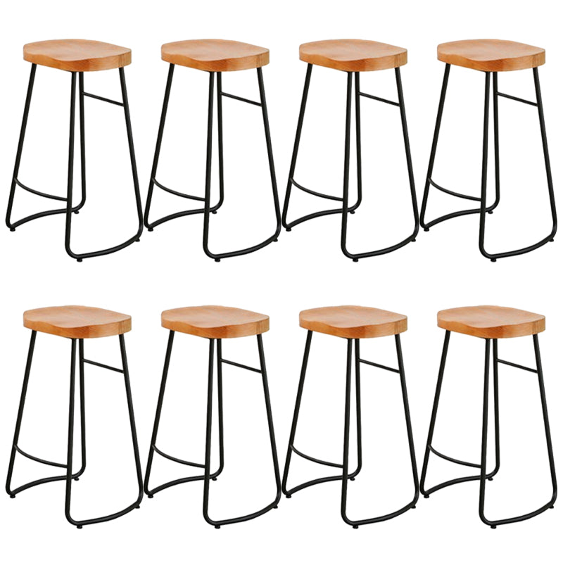 Armless Counter Height Stools Solid Wood Counter and Bar Stool Black 8 Piece Set Backless Clearhalo 'Bar Furniture' 'Bar Stools' 'bar_stools' 'furn' 'furn_bar_stools' 'Furniture' 'Kitchen & Dining Furniture' 6967542