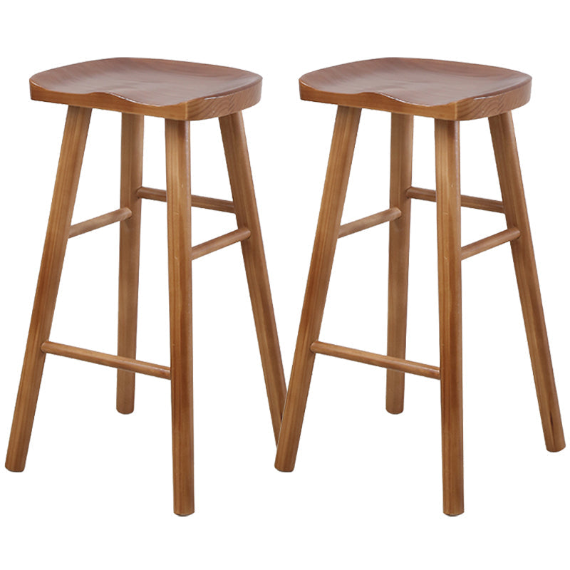 Armless Counter Height Stools Solid Wood Counter and Bar Stool Brown 2 Piece Set Backless Clearhalo 'Bar Furniture' 'Bar Stools' 'bar_stools' 'furn' 'furn_bar_stools' 'Furniture' 'Kitchen & Dining Furniture' 6967545